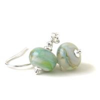 Coastal Green Sterling Silver Lampwork Glass Earrings