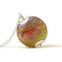 Purple Sunset Lampwork Glass Pendant Necklace