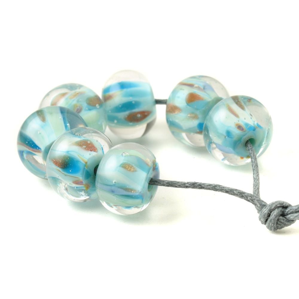 Sky Blue Handmade Lampwork Glass Bead Set