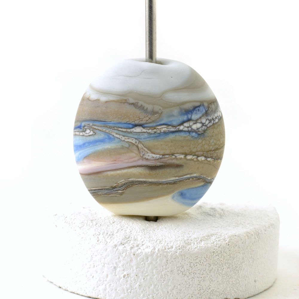 Oval Lampwork Glass Pebble Focal Bead