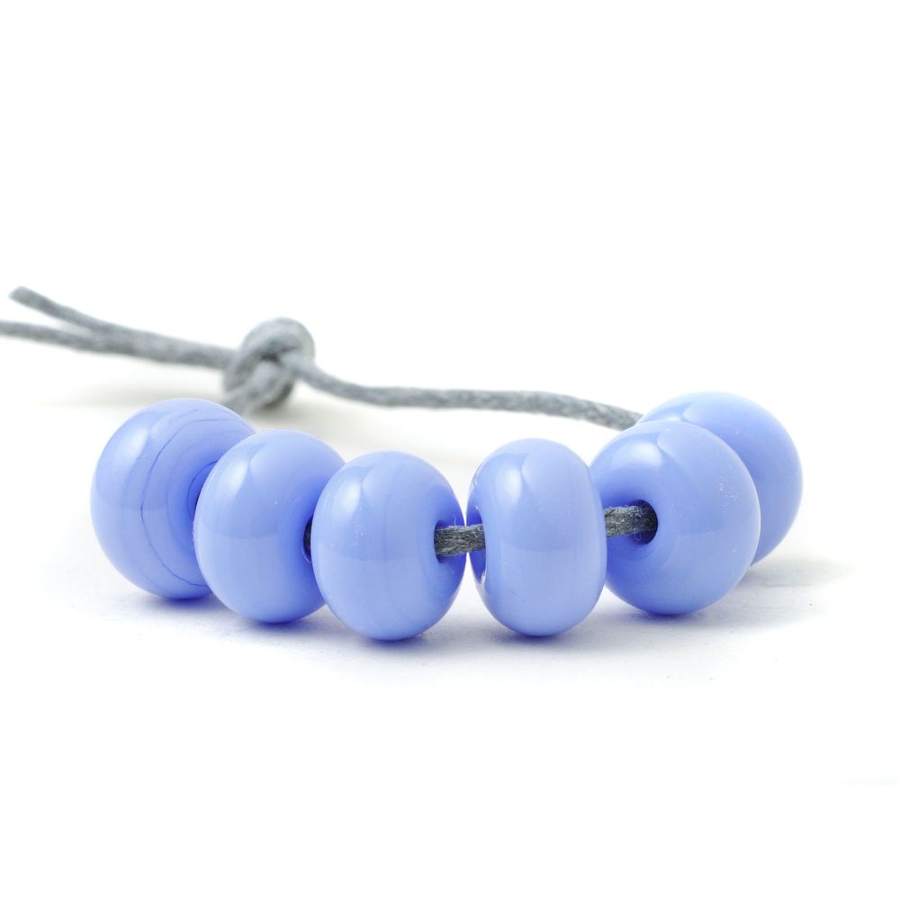 Periwinkle Blue Handmade Small Lampwork Glass Spacer Beads