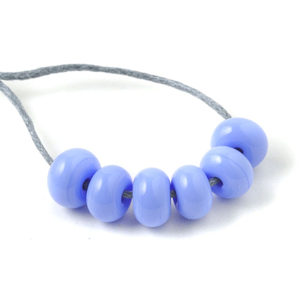 Periwinkle Blue Handmade Small Lampwork Glass Spacer Beads