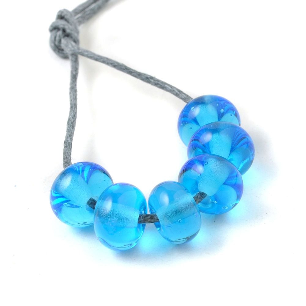 Dark Turquoise Handmade Small Lampwork Glass Spacer Beads