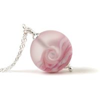 Pink Breaking Waves Lampwork Glass Pendant Necklace