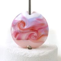 Raspberry Ripple Lampwork Glass Focal Bead