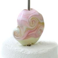 Pink and Green Twistie Lampwork Glass Focal Bead