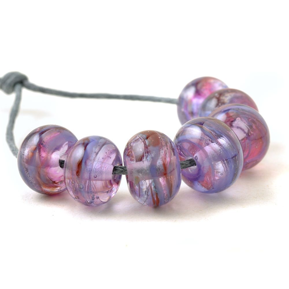 Clear Purple Lampwork Glass Bead Set