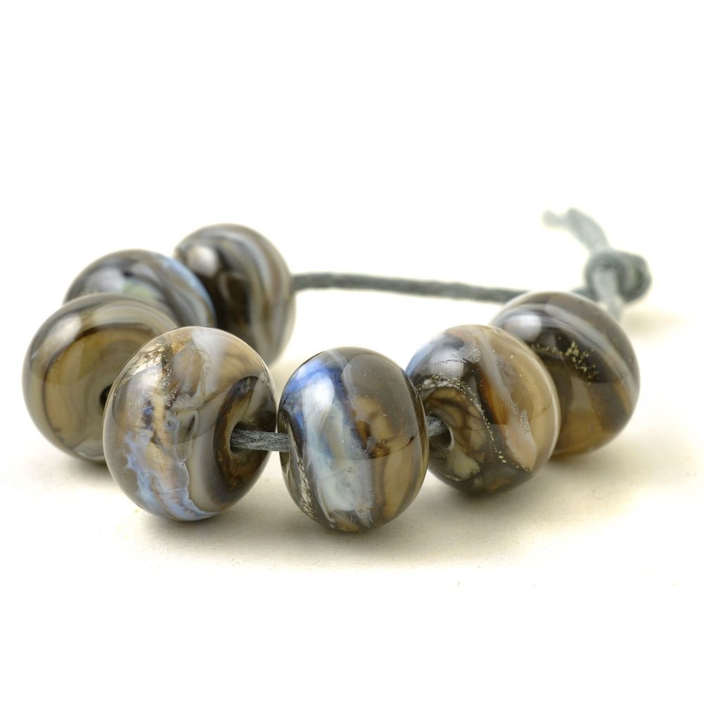 Smoky Brown Handmade Lampwork Glass Bead Set