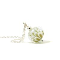 White Gold Petal Lampwork Glass Necklace