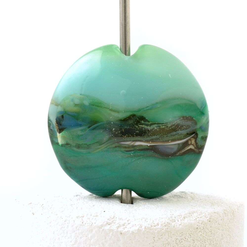 Green Pool Lampwork Glass Focal Bead