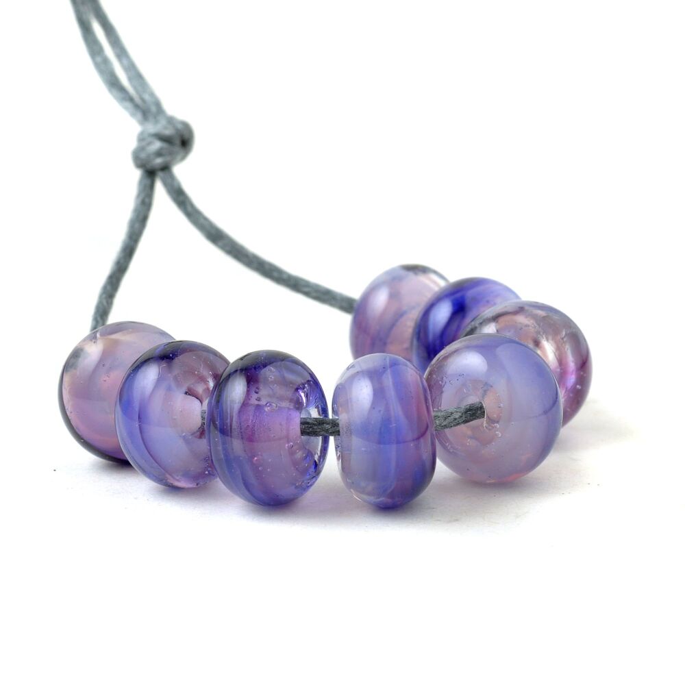 Misty Purple Handmade Small Lampwork Glass Spacer Beads