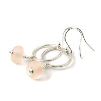 Blush Peach Tumbled Glass Hoop Earrings