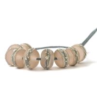 Silver Wrapped Handmade Lampwork Glass Beads