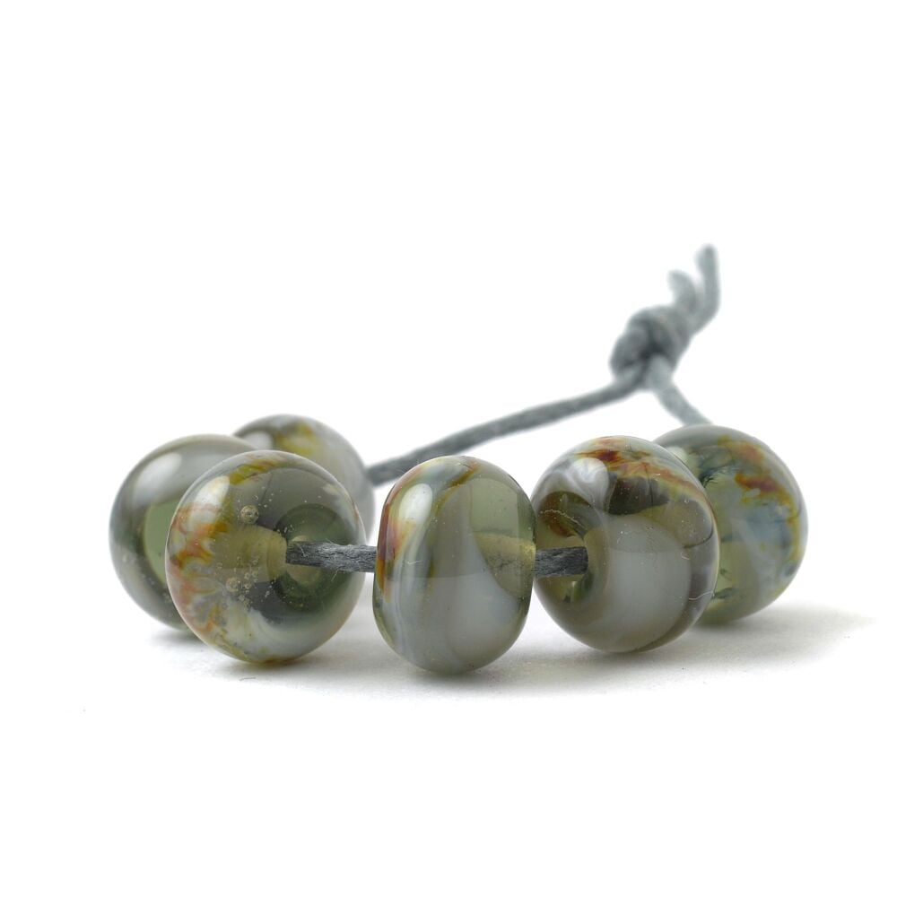 Earthy Grey Handmade Lampwork Glass Beads
