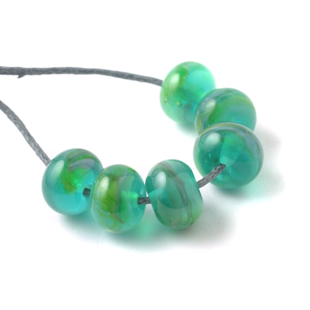 Misty Emerald Handmade Lampwork Glass Beads