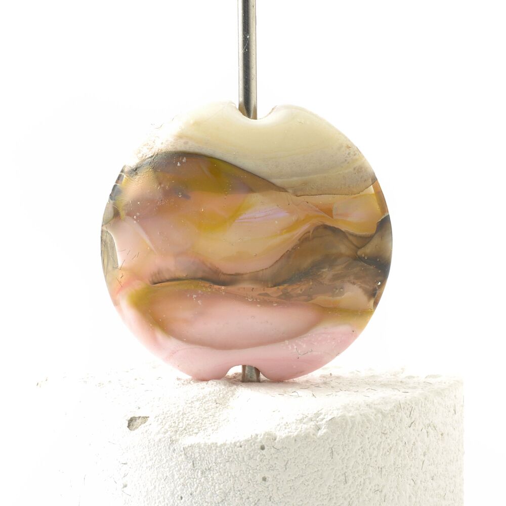 Strawberry Cream Lampwork Glass Focal Bead