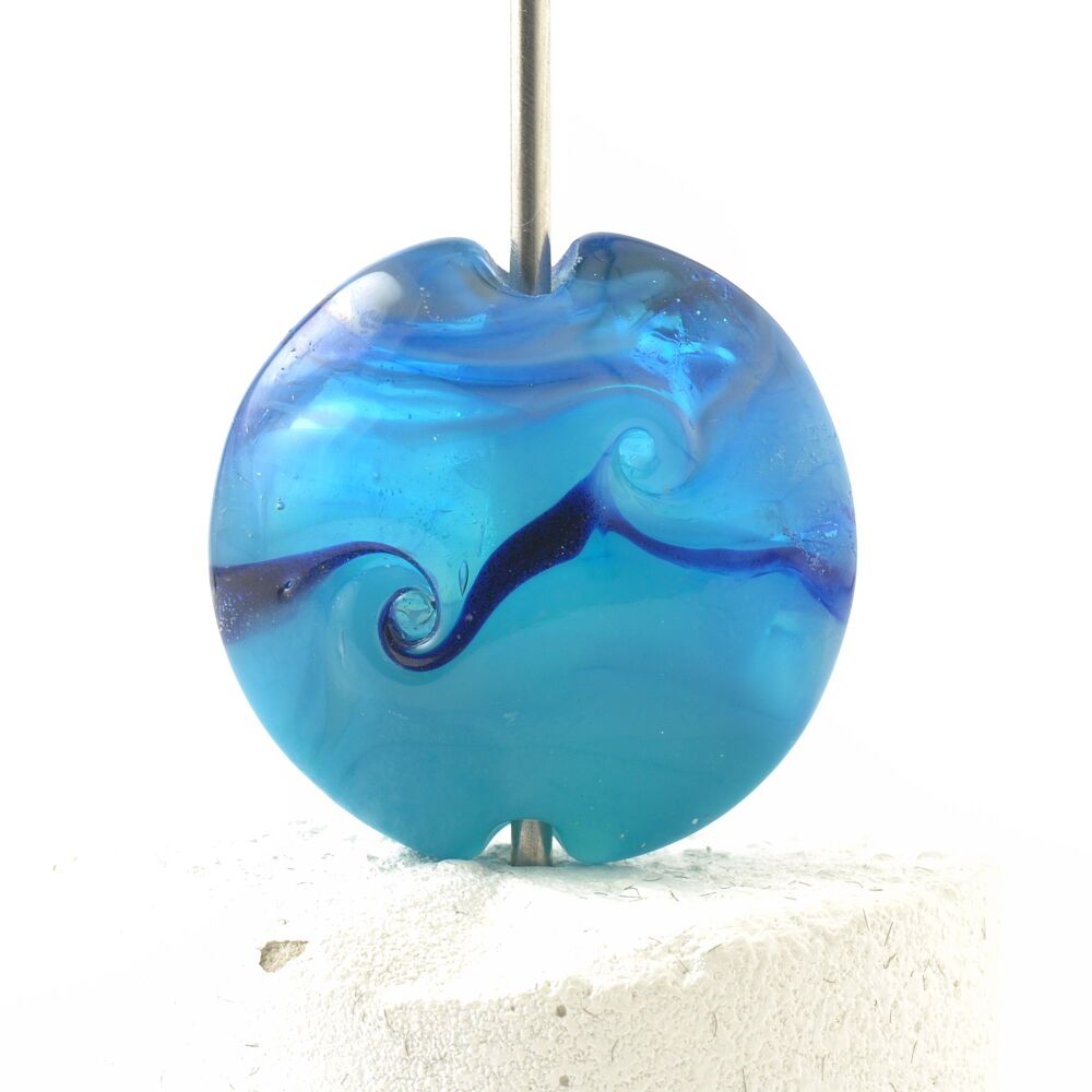 Blue Lampwork Glass Focal Bead