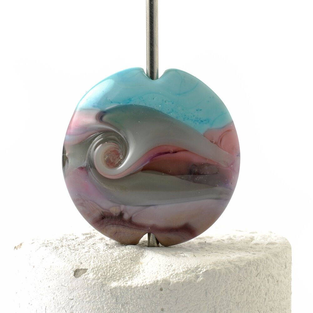Purple Waves Lampwork Glass Focal Bead