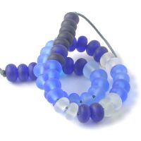 Tumbled Blue Handmade Lampwork Glass Spacer Beads