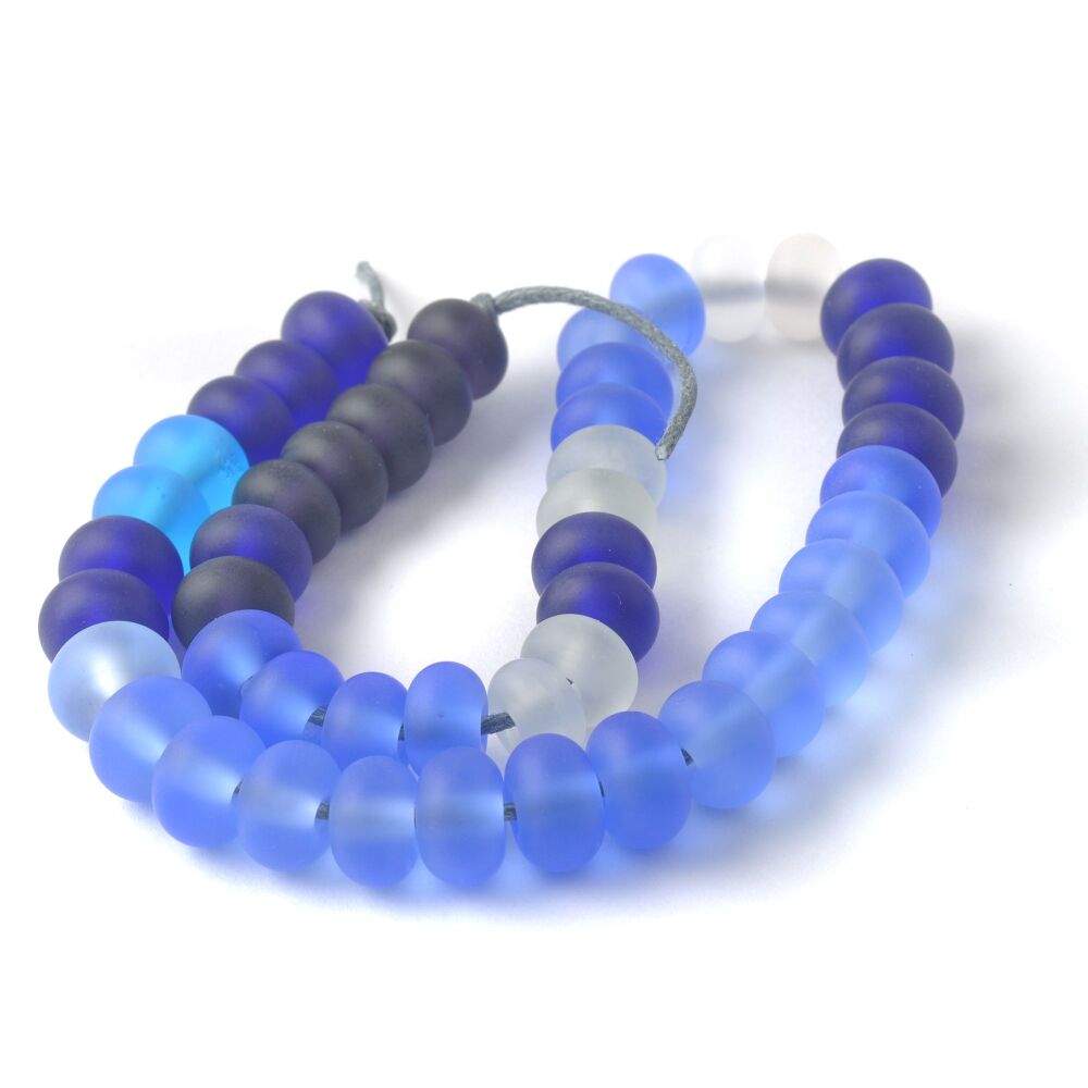 Tumbled Blue Handmade Lampwork Glass Spacer Beads