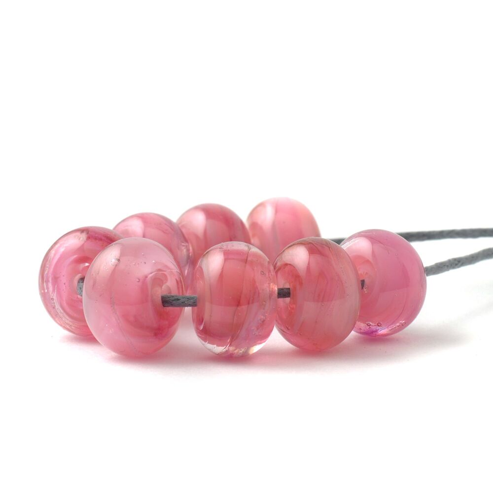 Deep Pink Handmade Lampwork Glass Bead Set
