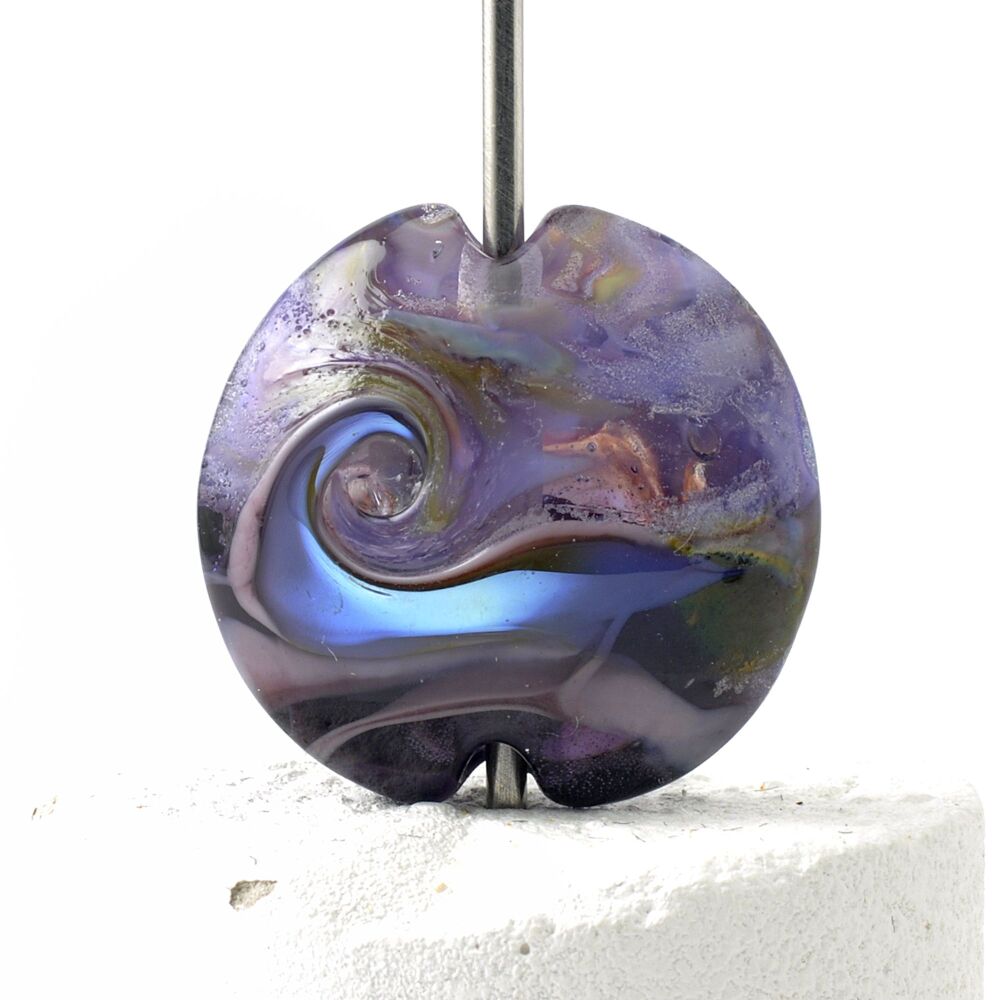 Purple Thunder Lampwork Glass Focal Bead