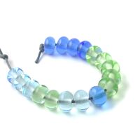 Blue and Green Handmade Lampwork Glass Spacer Beads