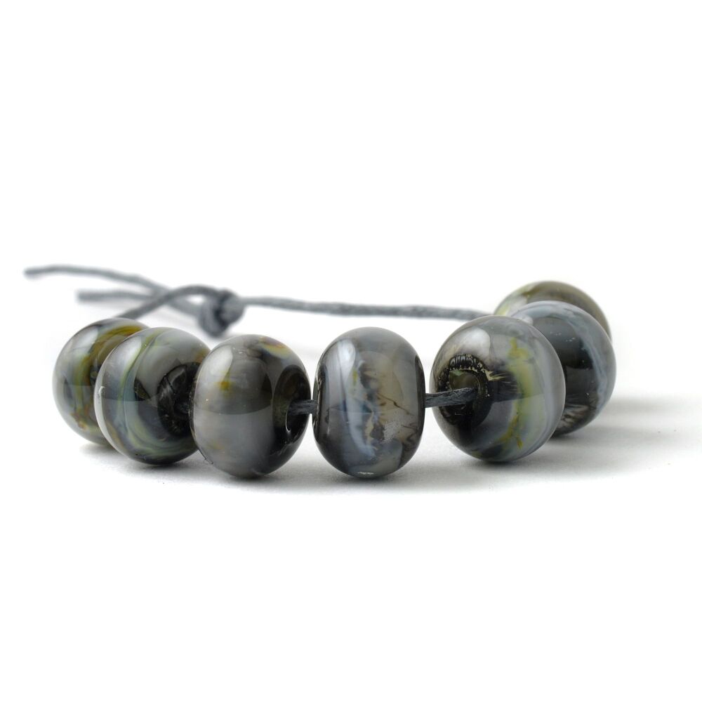 Grey Smoke Handmade Lampwork Glass Beads