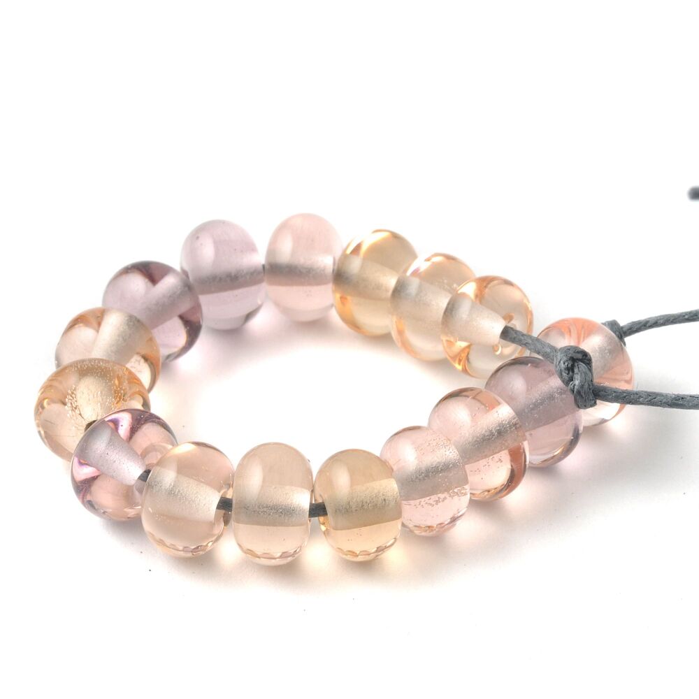 Blush Pink Handmade Lampwork Glass Spacer Beads