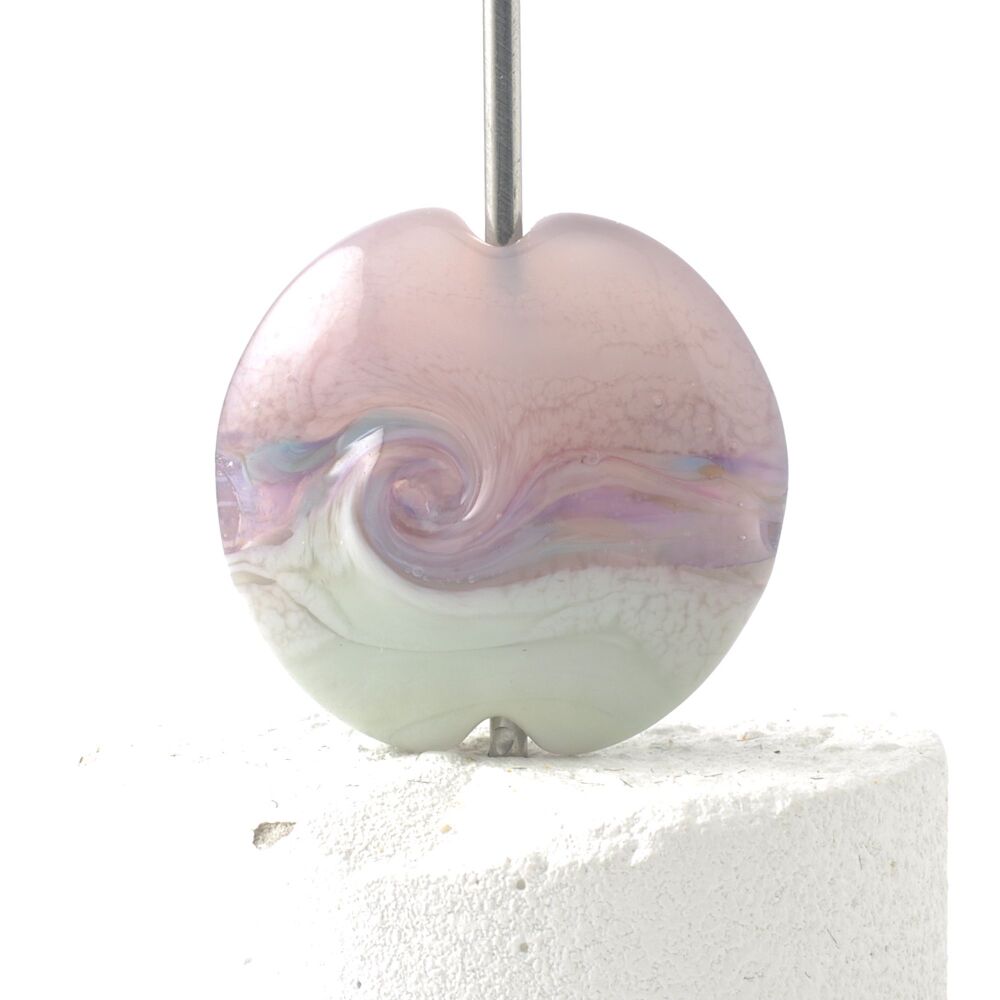 Pistachio Pink Lampwork Glass Focal Bead