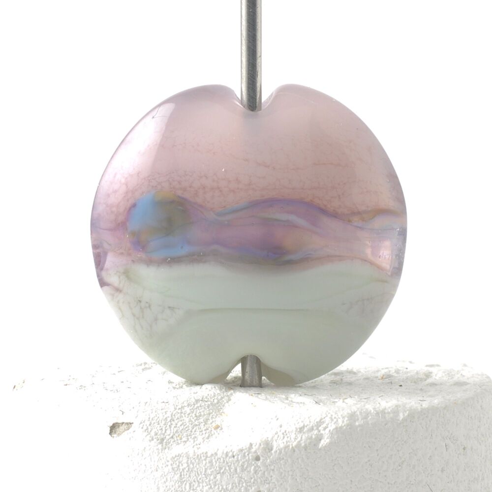 Pistachio Pink Lampwork Glass Focal Bead
