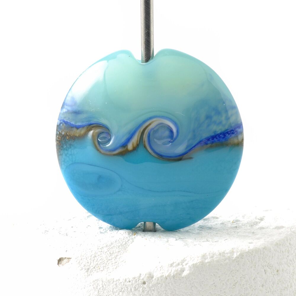 Deep Turquoise Lampwork Glass Focal Bead