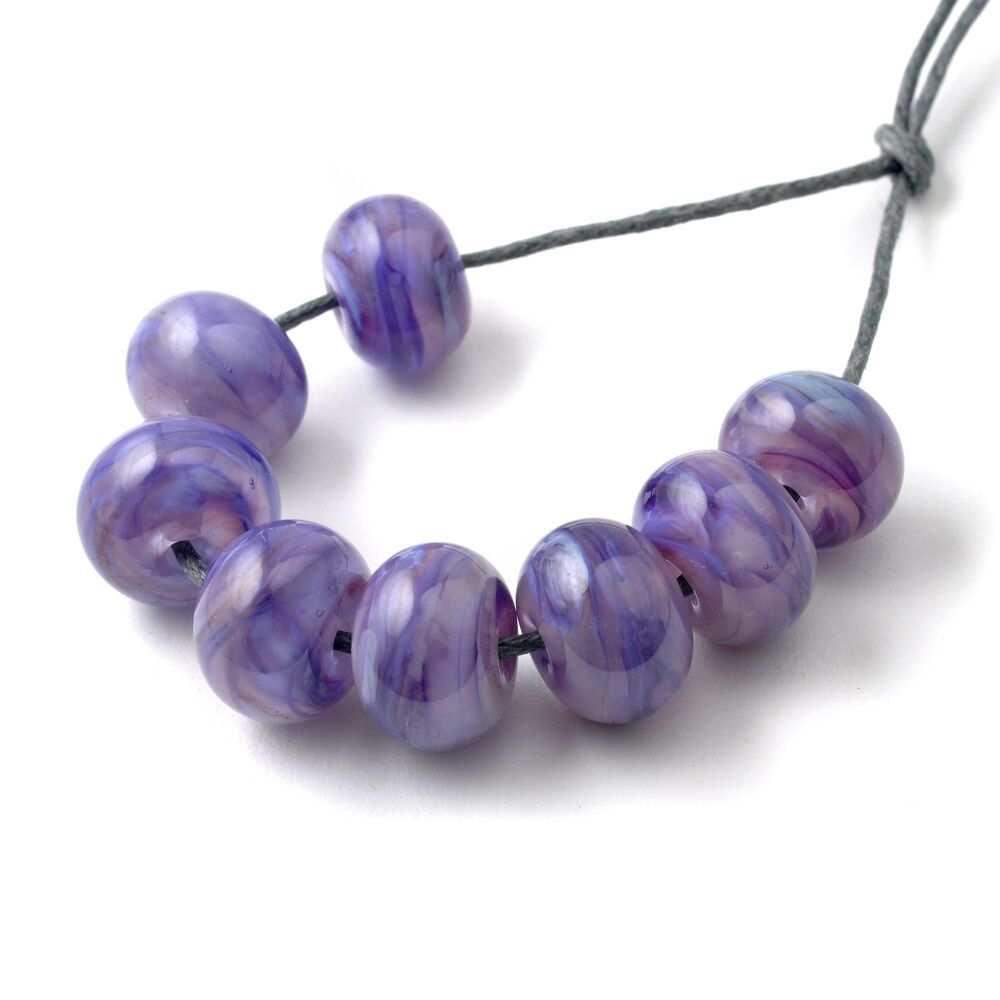 Purple Handmade Lampwork Glass Bead Set