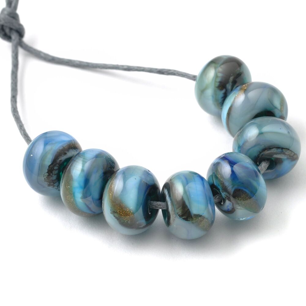 Blue Handmade Lampwork Glass Bead Set