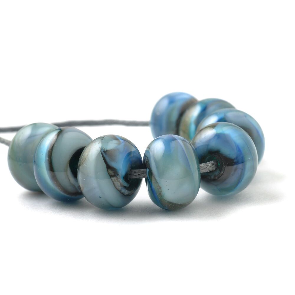 Blue Handmade Lampwork Glass Bead Set