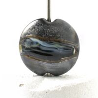 Textured Black Lampwork Glass Focal Bead