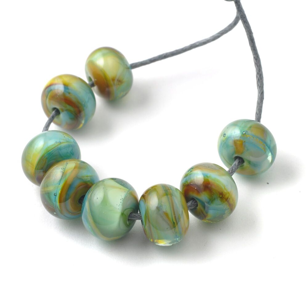 Tropical Green Handmade Lampwork Glass Bead Set