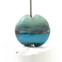 Misty Landscape Turquoise Lampwork Glass Focal Bead