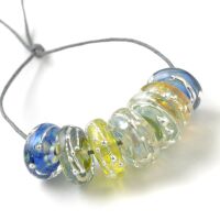 Chunky Silvered Disc Lampwork Glass Beads