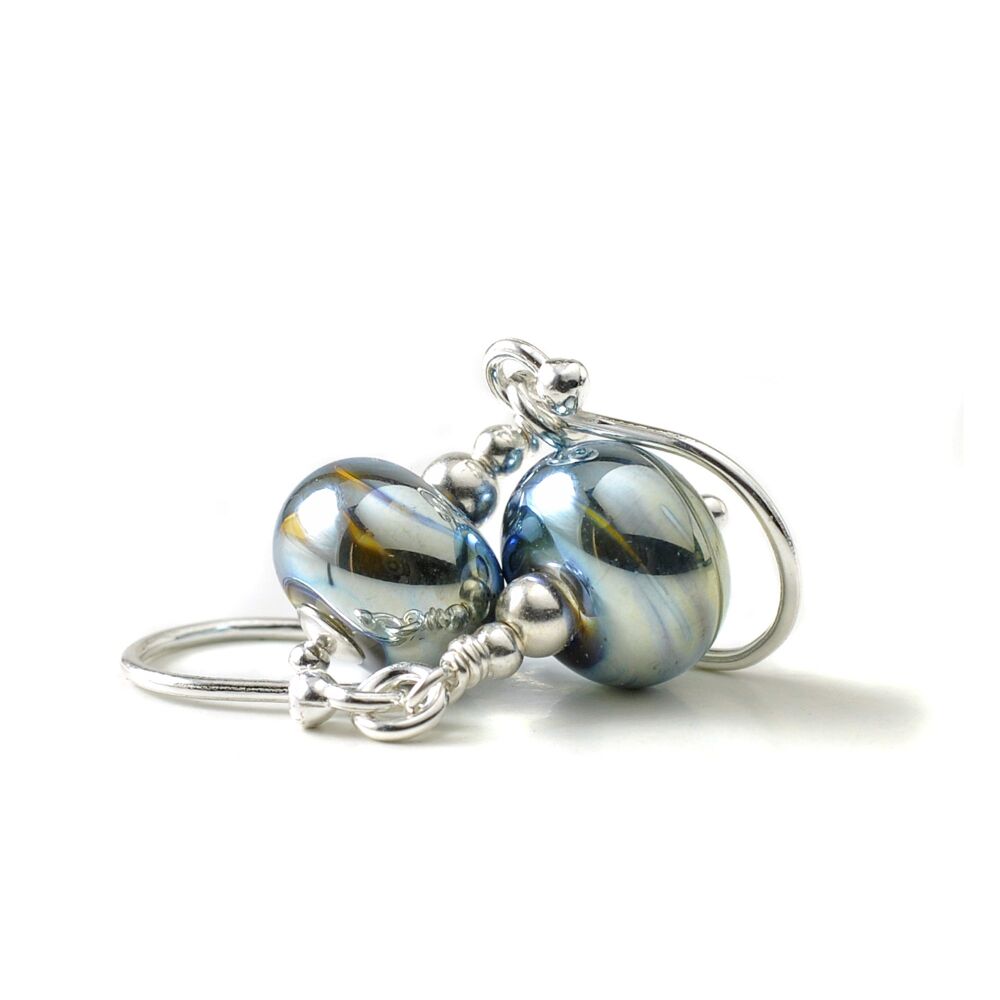 (WS) Metallic Glass Drop Earrings