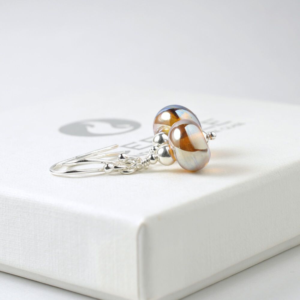 (WS) Metallic Glass Drop Earrings