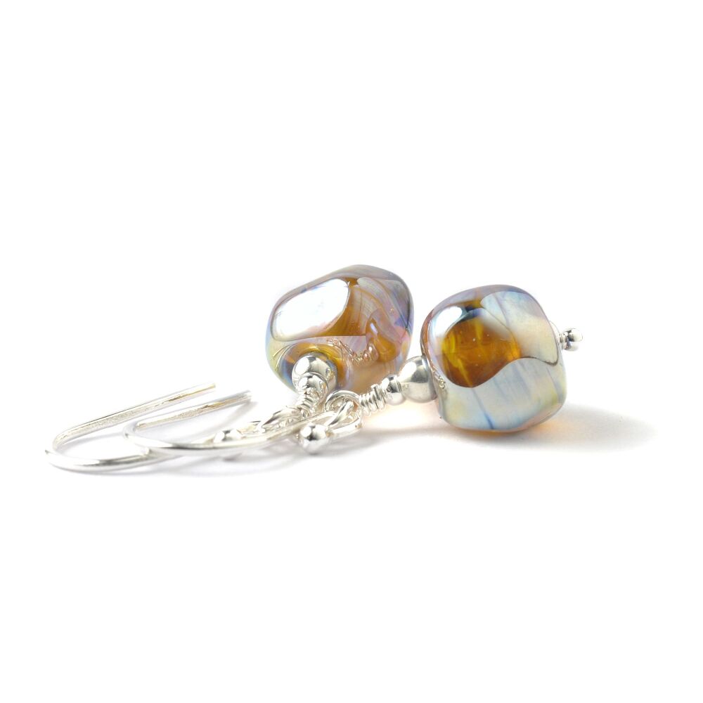 (WS) Metallic Glass Nugget Earrings