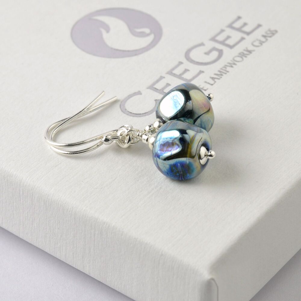 (WS) Metallic Glass Nugget Earrings
