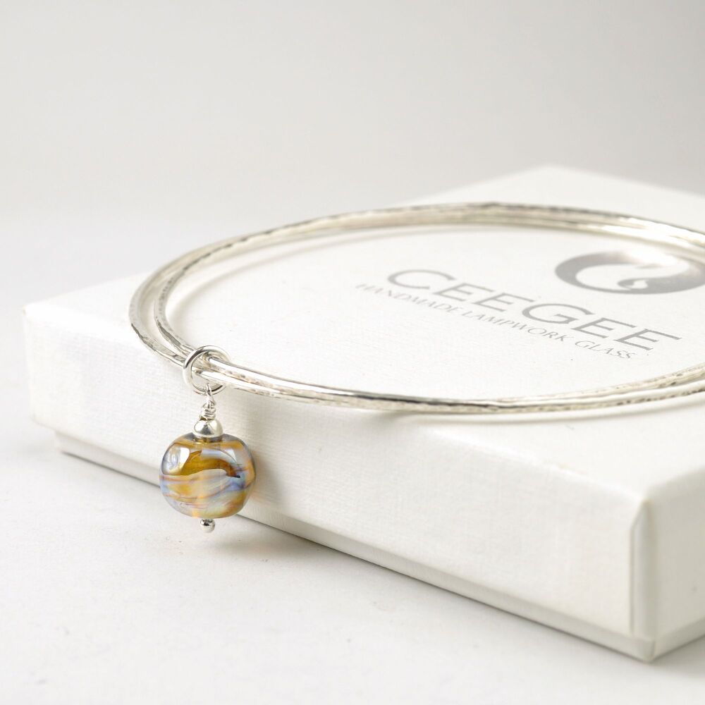 (WS) Nugget Sterling Silver Charm Bangles