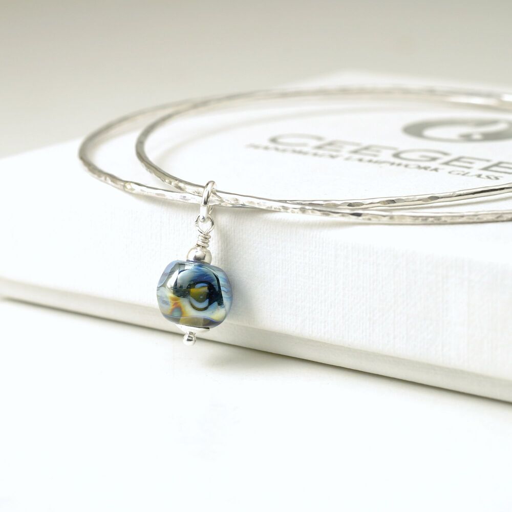 (WS) Nugget Sterling Silver Charm Bangles