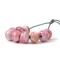 Rose Pink Handmade Lampwork Glass Bead Set