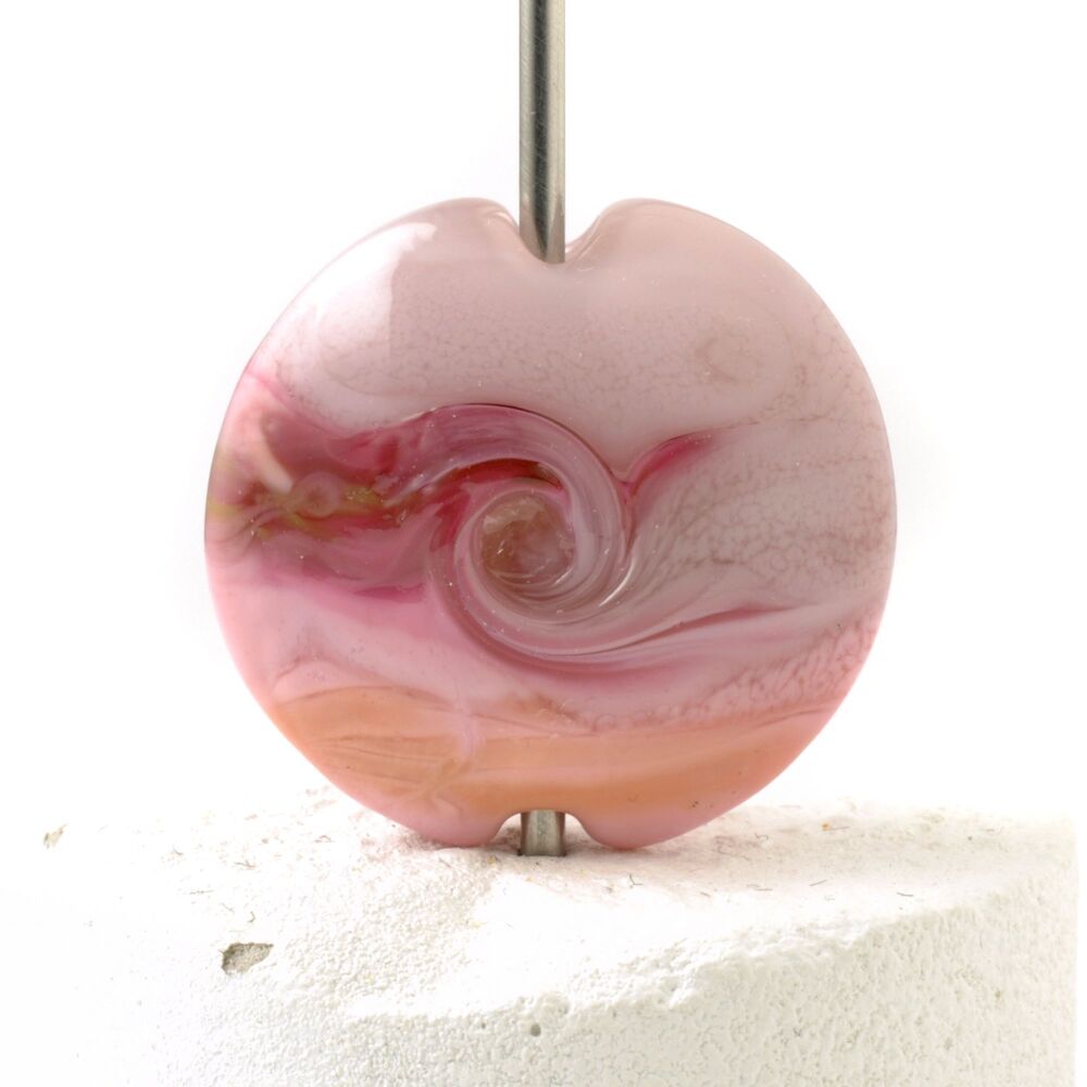 Lilac Pink Lampwork Glass Focal Bead
