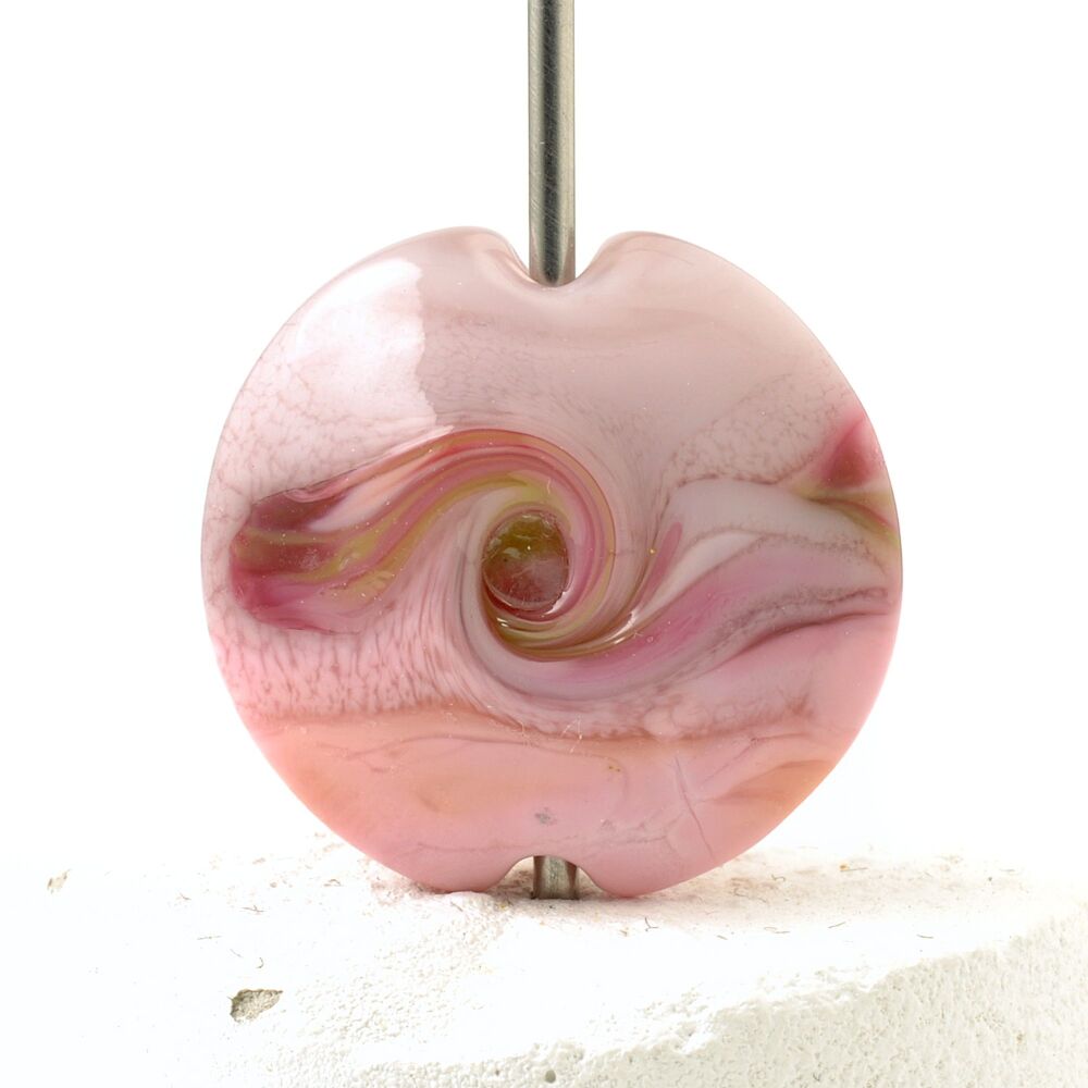 Lilac Pink Lampwork Glass Focal Bead