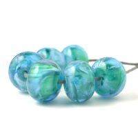 Aquatic Blue Handmade Lampwork Glass Bead Set