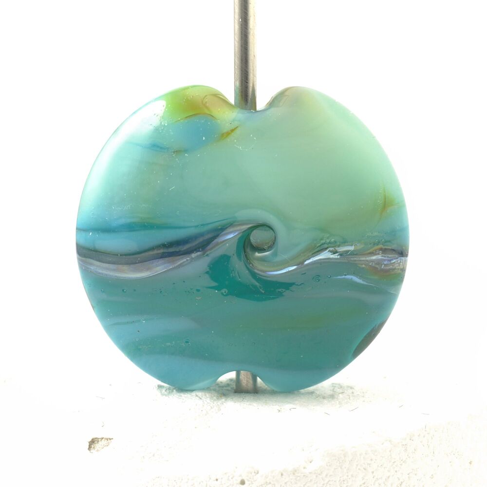 Teal Sea Turquoise Lampwork Glass Focal Bead